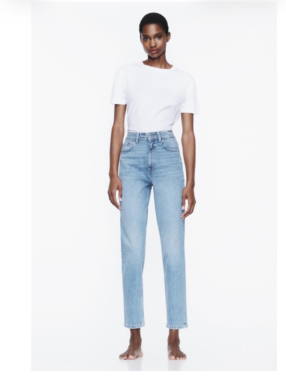 Zara Women's Straight-Leg Jeans - Light Blue